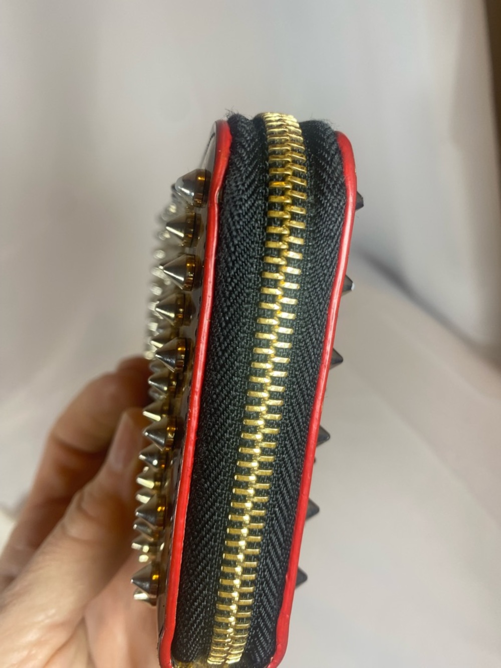 Christian Louboutin Black & Gold Patent Leather Studded Wallet/Clutch - Picture 5 of 15